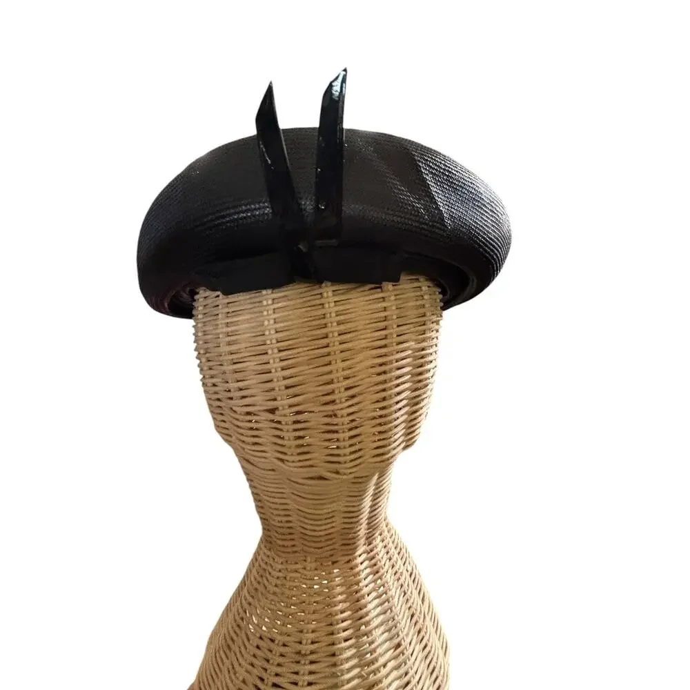 Vintage Black Sculptural Cocktail Hat Fascinator Avant Garde Derby Gothic
